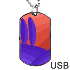 Purple And Orange Landscape Dog Tag Usb Flash (one Side) by Valentinaart