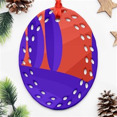 Purple And Orange Landscape Oval Filigree Ornament (2-side)  by Valentinaart