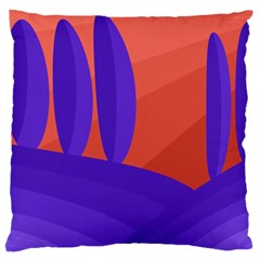 Purple And Orange Landscape Large Cushion Case (two Sides) by Valentinaart