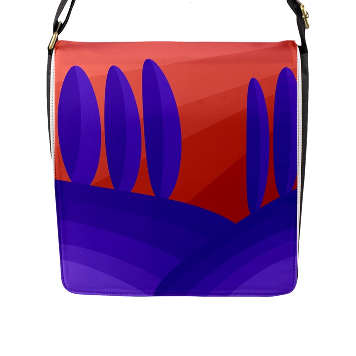 Purple and orange landscape Flap Messenger Bag (L) 