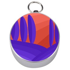 Purple And Orange Landscape Silver Compasses