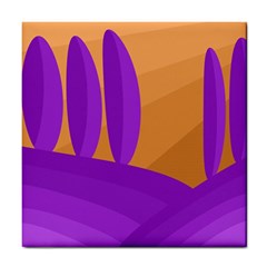 Orange and purple landscape Tile Coasters