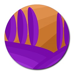 Orange and purple landscape Round Mousepads