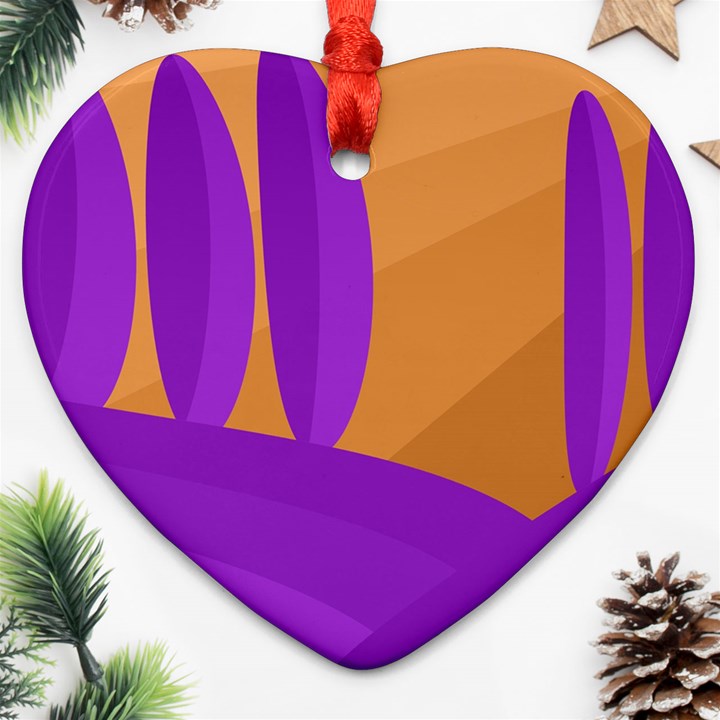 Orange and purple landscape Ornament (Heart) 