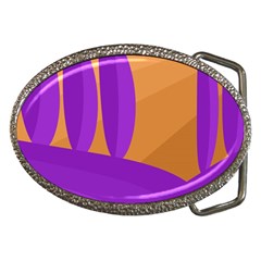 Orange and purple landscape Belt Buckles