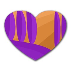 Orange and purple landscape Heart Mousepads