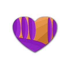 Orange and purple landscape Rubber Coaster (Heart) 