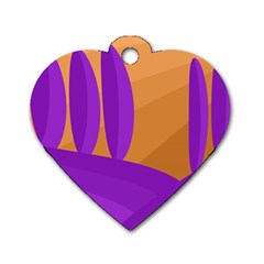 Orange and purple landscape Dog Tag Heart (Two Sides)