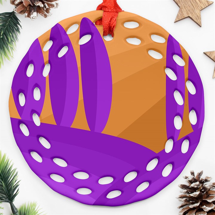 Orange and purple landscape Ornament (Round Filigree) 