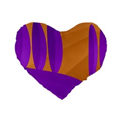 Orange and purple landscape Standard 16  Premium Heart Shape Cushions