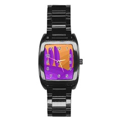 Orange and purple landscape Stainless Steel Barrel Watch