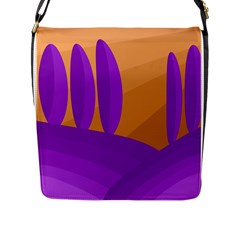 Orange and purple landscape Flap Messenger Bag (L) 