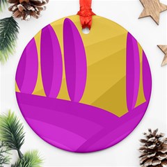 Yellow And Magenta Landscape Ornament (round) 