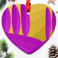 Yellow And Magenta Landscape Ornament (heart)  by Valentinaart