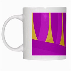 Yellow And Magenta Landscape White Mugs by Valentinaart