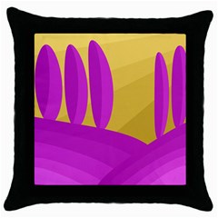 Yellow And Magenta Landscape Throw Pillow Case (black) by Valentinaart