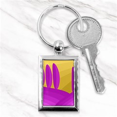 Yellow And Magenta Landscape Key Chains (rectangle)  by Valentinaart