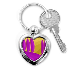 Yellow And Magenta Landscape Key Chains (heart) 