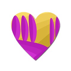 Yellow And Magenta Landscape Heart Magnet by Valentinaart