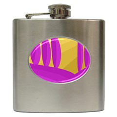 Yellow And Magenta Landscape Hip Flask (6 Oz) by Valentinaart