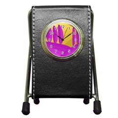 Yellow And Magenta Landscape Pen Holder Desk Clocks