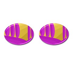 Yellow And Magenta Landscape Cufflinks (oval)