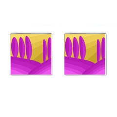 Yellow And Magenta Landscape Cufflinks (square)