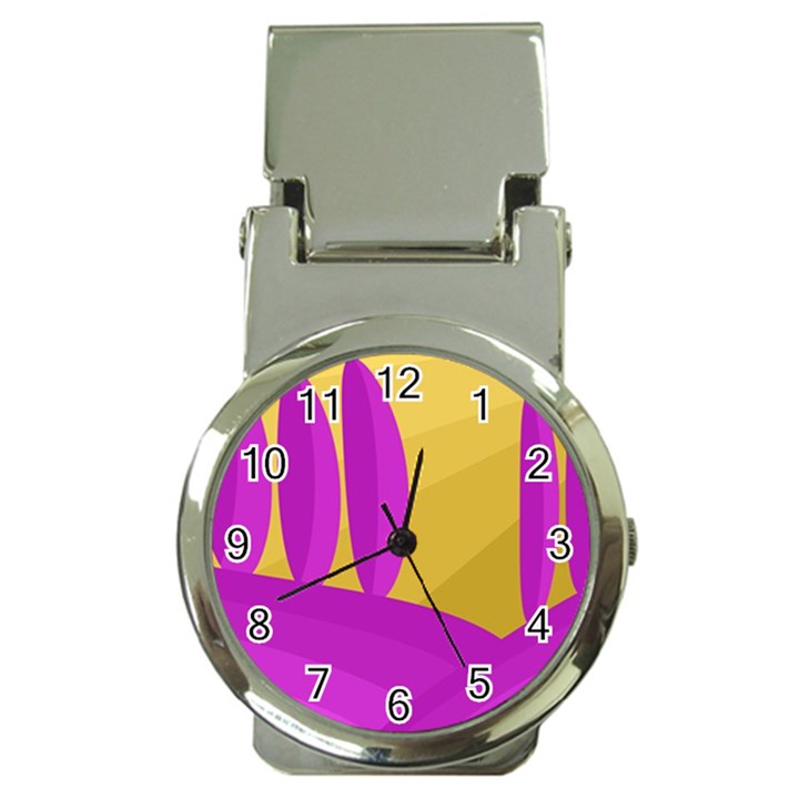 Yellow and magenta landscape Money Clip Watches