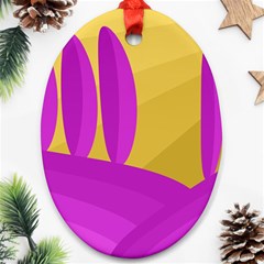 Yellow And Magenta Landscape Oval Ornament (two Sides) by Valentinaart