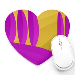 Yellow And Magenta Landscape Heart Mousepads