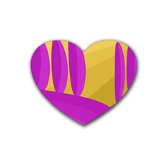 Yellow And Magenta Landscape Rubber Coaster (heart) 