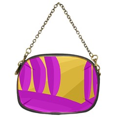 Yellow And Magenta Landscape Chain Purses (one Side) 