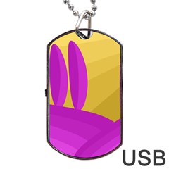 Yellow And Magenta Landscape Dog Tag Usb Flash (one Side)