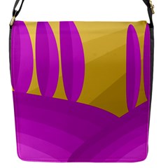 Yellow And Magenta Landscape Flap Messenger Bag (s) by Valentinaart