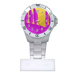 Yellow And Magenta Landscape Plastic Nurses Watch by Valentinaart