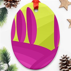 Yellow And Pink Landscape Ornament (oval)  by Valentinaart