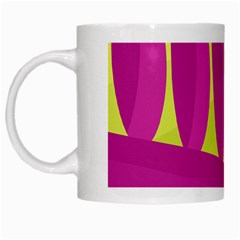 Yellow And Pink Landscape White Mugs by Valentinaart