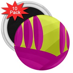 Yellow And Pink Landscape 3  Magnets (10 Pack) 