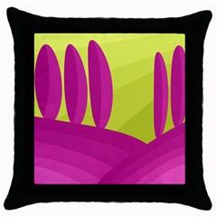 Yellow And Pink Landscape Throw Pillow Case (black)