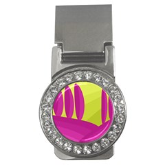 Yellow And Pink Landscape Money Clips (cz) 