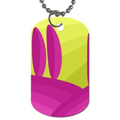 Yellow And Pink Landscape Dog Tag (one Side) by Valentinaart