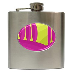 Yellow And Pink Landscape Hip Flask (6 Oz) by Valentinaart