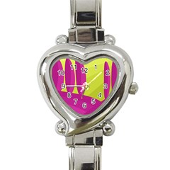 Yellow And Pink Landscape Heart Italian Charm Watch by Valentinaart