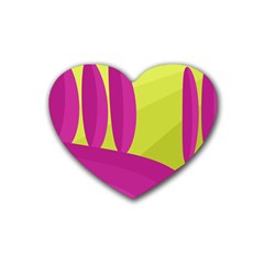 Yellow And Pink Landscape Rubber Coaster (heart) 