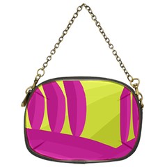 Yellow And Pink Landscape Chain Purses (one Side) 