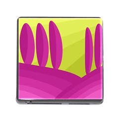 Yellow And Pink Landscape Memory Card Reader (square)