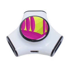 Yellow And Pink Landscape 3-port Usb Hub