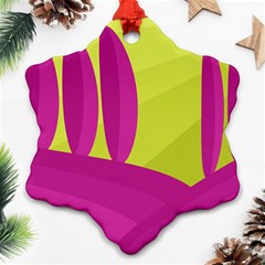 Yellow And Pink Landscape Ornament (snowflake)  by Valentinaart