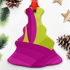 Yellow And Pink Landscape Ornament (christmas Tree) by Valentinaart