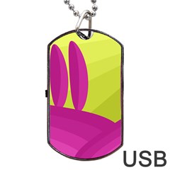 Yellow And Pink Landscape Dog Tag Usb Flash (two Sides)  by Valentinaart